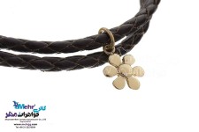 دستبند طلا و چرم - طرح گل یاسمن