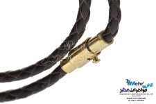 دستبند طلا و چرم - طرح گل یاسمن