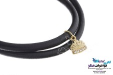 دستبند طلا و چرم - طرح تاج