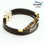 دستبند طلا و چرم - طرح نت سل