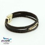 دستبند طلا و چرم - طرح هندسی