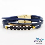 دستبند طلا و چرم - طرح خط