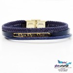 دستبند طلا و چرم - طرح پلکانی