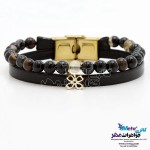 دستبند طلا و سنگ - طرح شبدر چهار برگ