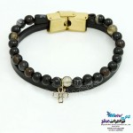 دستبند طلا و سنگ - طرح شبدر چهار برگ