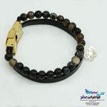 دستبند طلا و سنگ - طرح گل