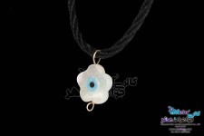 گردنبند طلا و چرم - طرح صدف گل