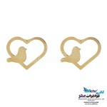 نیم ست طلا - آویز و گوشواره - طرح پرنده و قلب