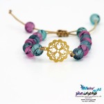 دستبند طلا و سنگ - طرح گل