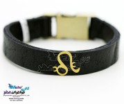 دستبند طلا و چرم - طرح ماه تولد مرداد