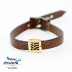 دستبند طلا و چرم - طرح هندسی