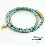 دستبند طلا و چرم - طرح دلفین