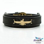 دستبند طلا و چرم - طرح فروهر