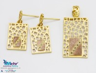 نیم ست طلا - آویز و گوشواره و انگشتر - طرح هندسی
