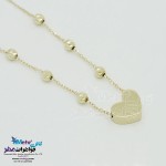 گردنبند طلا - طرح قلب و گوی تراش