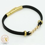 دستبند طلا و چرم - طرح کارتیه