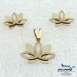 نیم ست طلا - آویز و گوشواره - طرح لوتوس