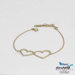 دستبند طلا - طرح دو قلب