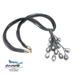 گردنبند طلا و چرم - طرح خوشه ای