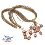 گردنبند طلا و چرم - طرح خوشه ای