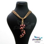گردنبند طلا و چرم - طرح خوشه ای