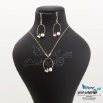 نیم ست - گردنبند و گوشواره - طرح پروانه و مروارید