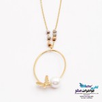 نیم ست - گردنبند و گوشواره - طرح پروانه و مروارید