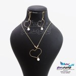 نیم ست - گردنبند و گوشواره - طرح قلب مروارید نشان