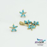 نیم ست طلا - آویز و گوشواره - طرح گل پنج پر