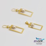 نیم ست طلا - آویز و گوشواره - طرح هندسی