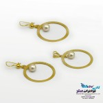 نیم ست طلا - آویز و گوشواره - طرح هندسی