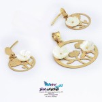 نیم ست طلا - آویز و گوشواره - طرح گل صدف