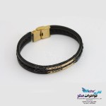 دستبند طلا و چرم - طرح هندسی