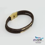 دستبند طلا و چرم - طرح هندسی