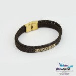 دستبند طلا و چرم - طرح هندسی