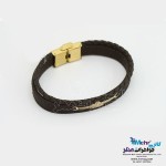 دستبند طلا و چرم - طرح فروهر