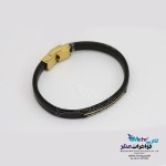 دستبند طلا و چرم - طرح هندسی