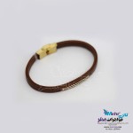 دستبند طلا و چرم - طرح هندسی