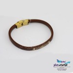 دستبند طلا و چرم - طرح فروهر