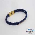 دستبند طلا و چرم - طرح هندسی