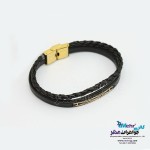 دستبند طلا و چرم - طرح هندسی