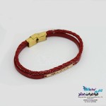 دستبند طلا و چرم - طرح LOVE
