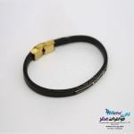 دستبند طلا و چرم - طرح هندسی