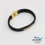 دستبند طلا و چرم - طرح هندسی
