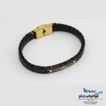 دستبند طلا و چرم - طرح فروهر