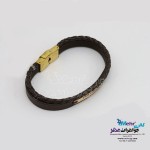 دستبند طلا و چرم - طرح هندسی