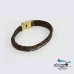 دستبند طلا و چرم - طرح فروهر