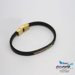 دستبند طلا و چرم - طرح هندسی