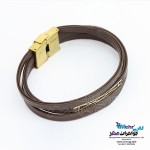 دستبند طلا و چرم - طرح هندسی