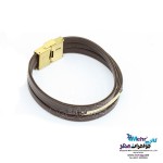 دستبند طلا و چرم - طرح هندسی